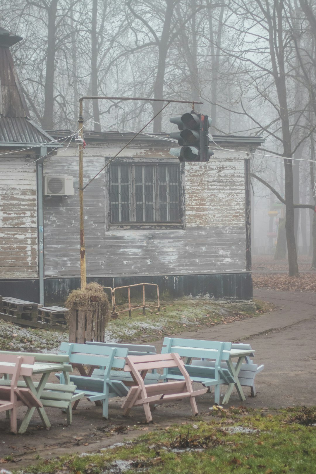 foggy abandoned house