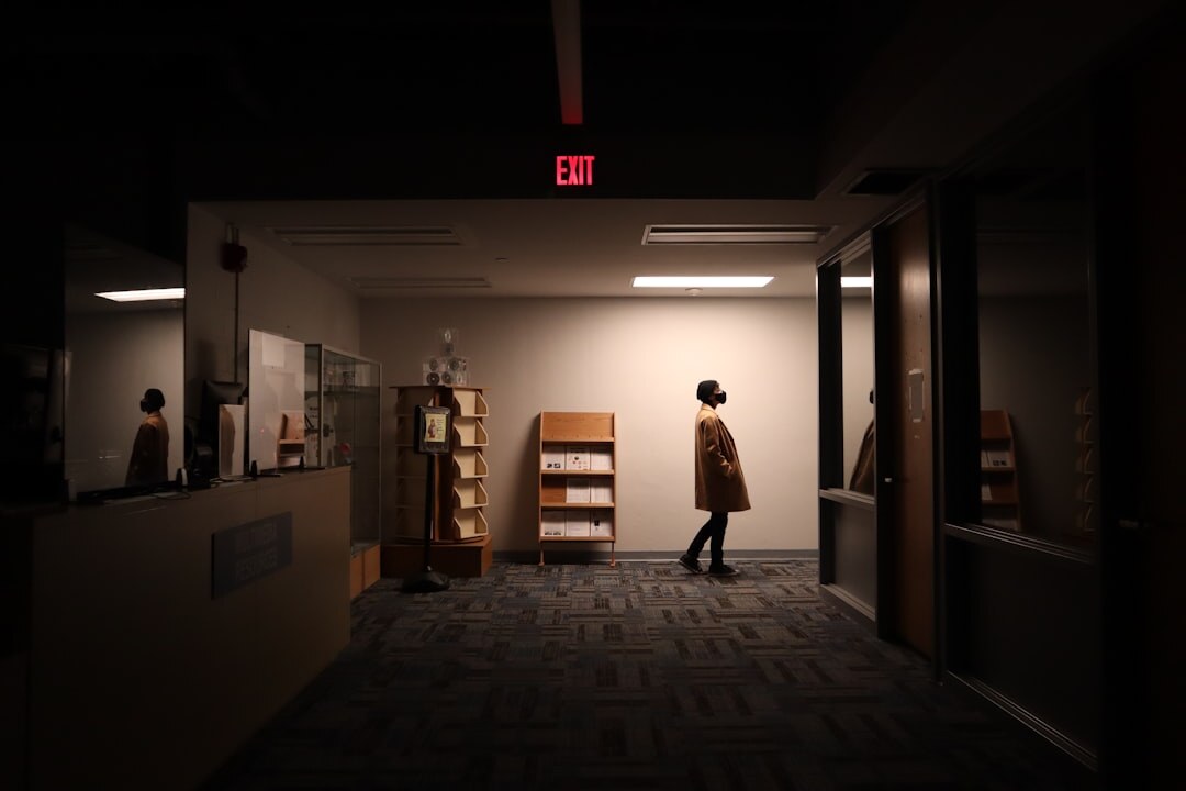 shadowy figure in library